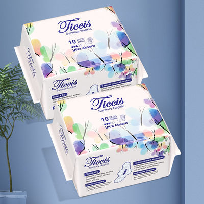 Goede prijs. Groothandel Private Label katoenen oppervlak Custom Nachtgebruik Blauw Print Dames Vrouwelijke Comfortabele hygiënische pads online